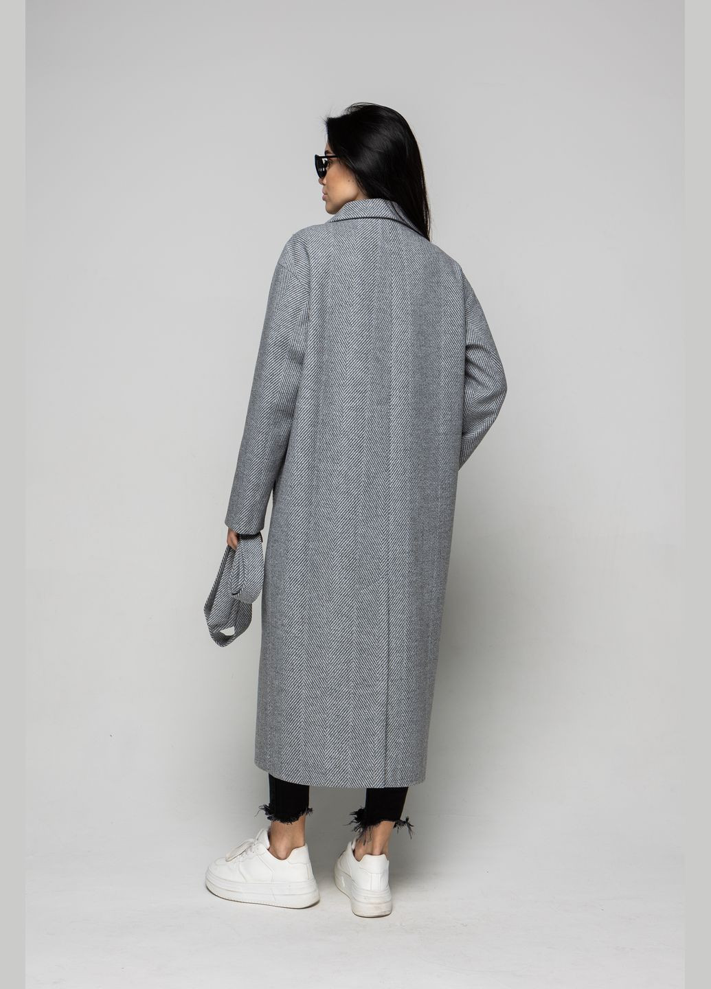 Сіре демісезонне Пальто Кім двобортне CHIUAS