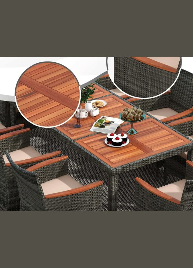 Комплект садовой мебели Viccos 8+1 Серый/бежевый Costway (362028003)