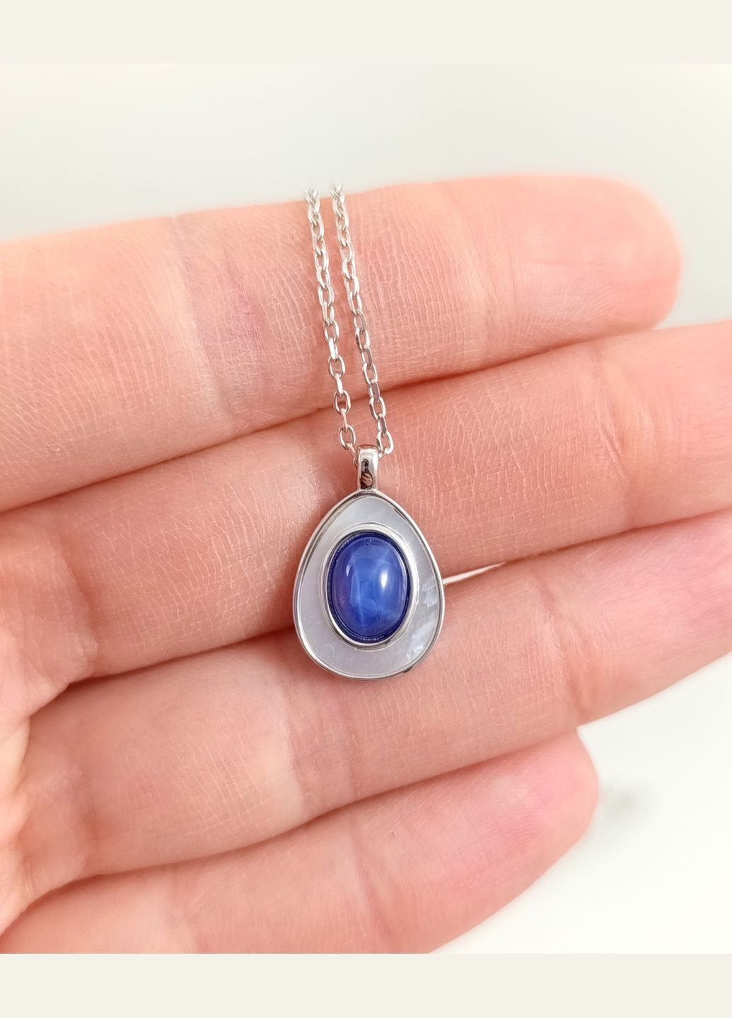 Срібне жіноче кольє із зірчастим сапфіром і перламутром N5354G Shatlen Кольє (338624525)