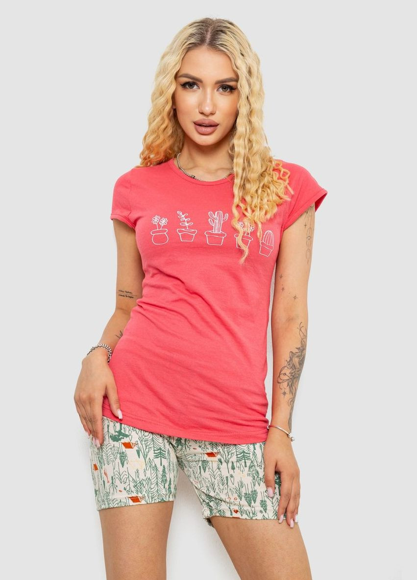 Розовая всесезон пижама женская с принтом Fashion