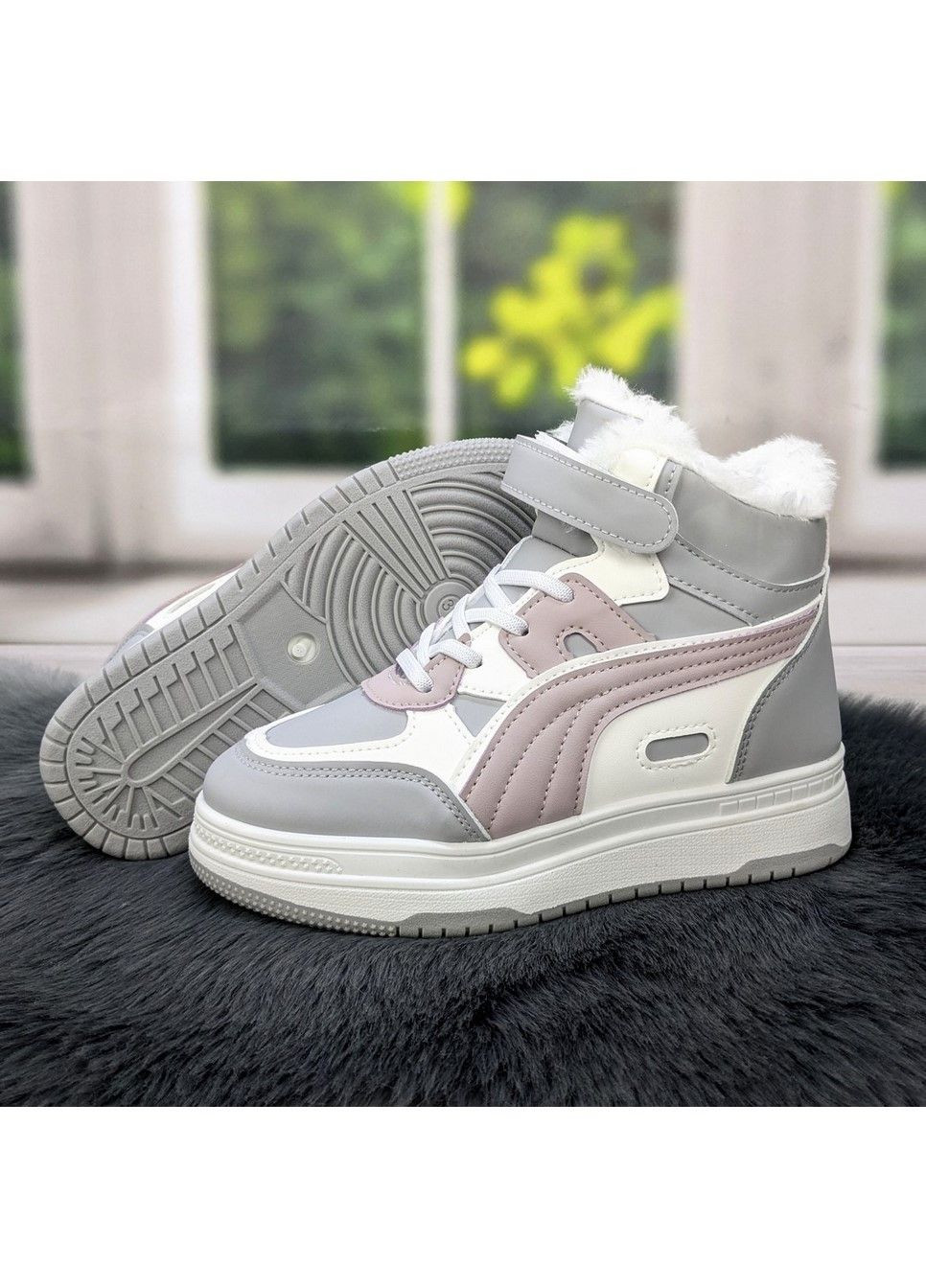 Серые повседневные зимние ботинки зимние детские для девочки Lilin