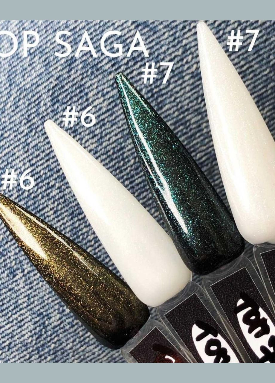 Топ для гель-лака с шиммером №7 Изумруд Топ с шиммером (блеском) без липкого слоя ТМ "" 8 мл Saga (342376533)