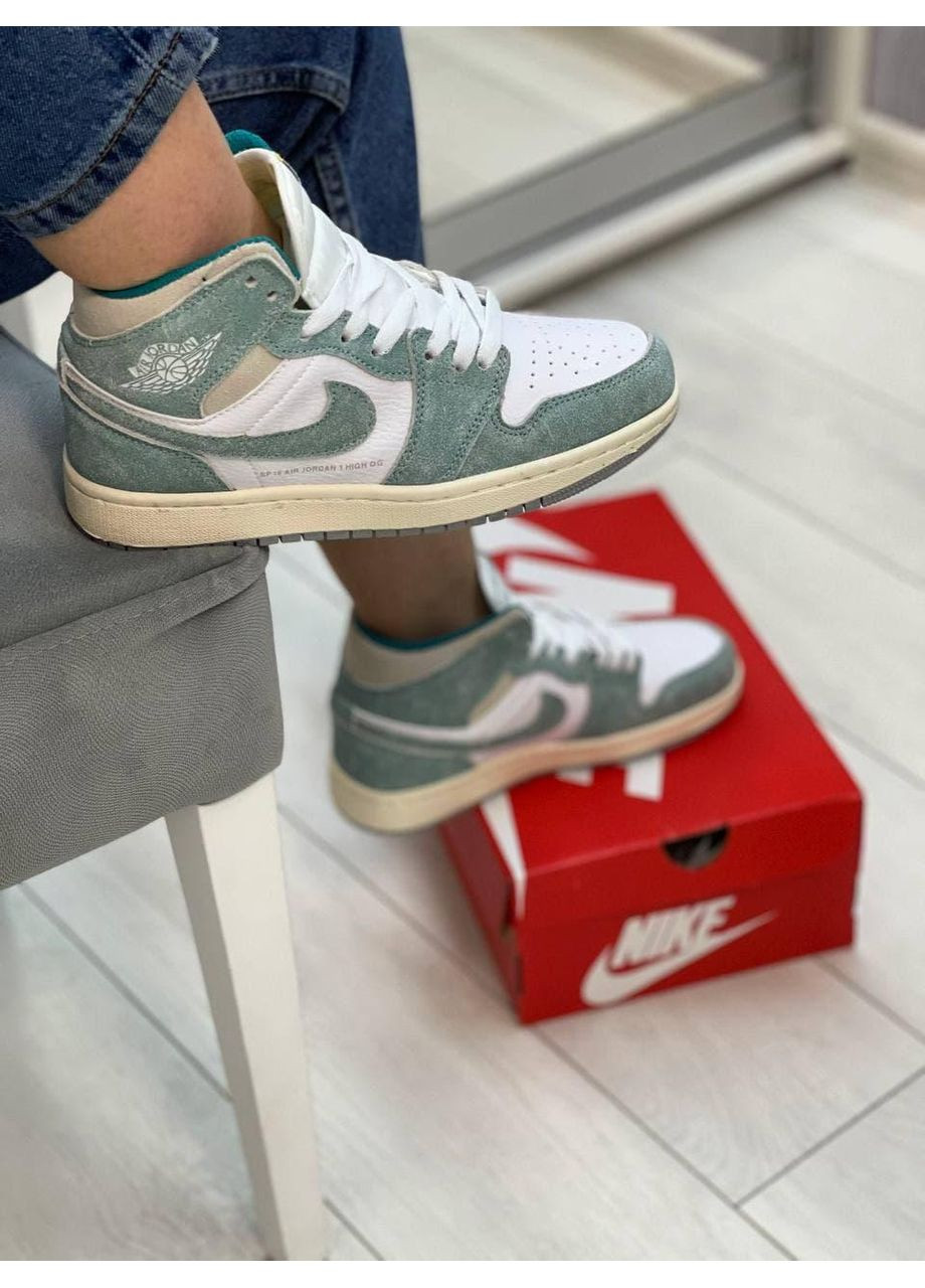 КРОССОВКИ ЖЕНСКИЕ NIKE AIR JORDAN 1 RETRO HIGH BLUE-GREEN WHITE НАЙК АИР ДЖОРДАН No Brand серые демисезоны (369392663)