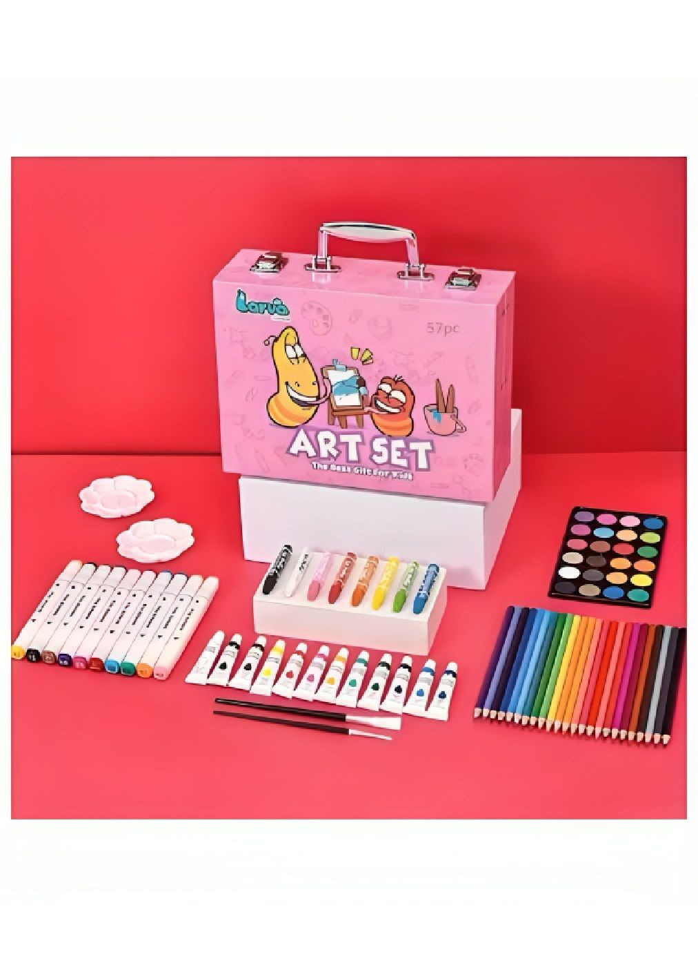 Детский творческий развивающий набор для рисования в чемоданчике кейсе 57 предметов 37х24х7 см (478344-Prob) Розовый Unbranded (304330637)