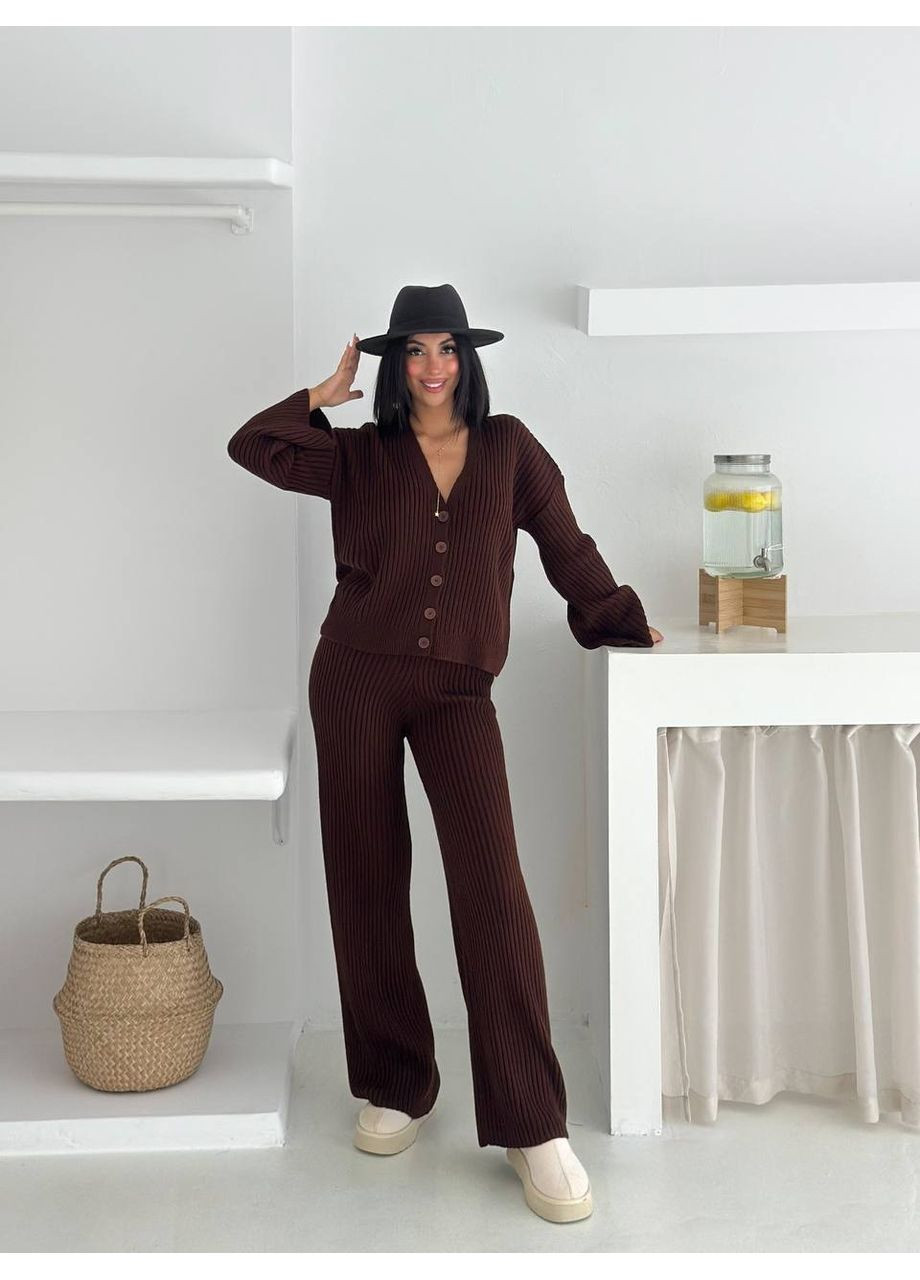 🧶 Костюм "Striped Cozy" із трикотажу в рубчик — Розмірна сітка в описі GD/GL Модний простір (364966148)