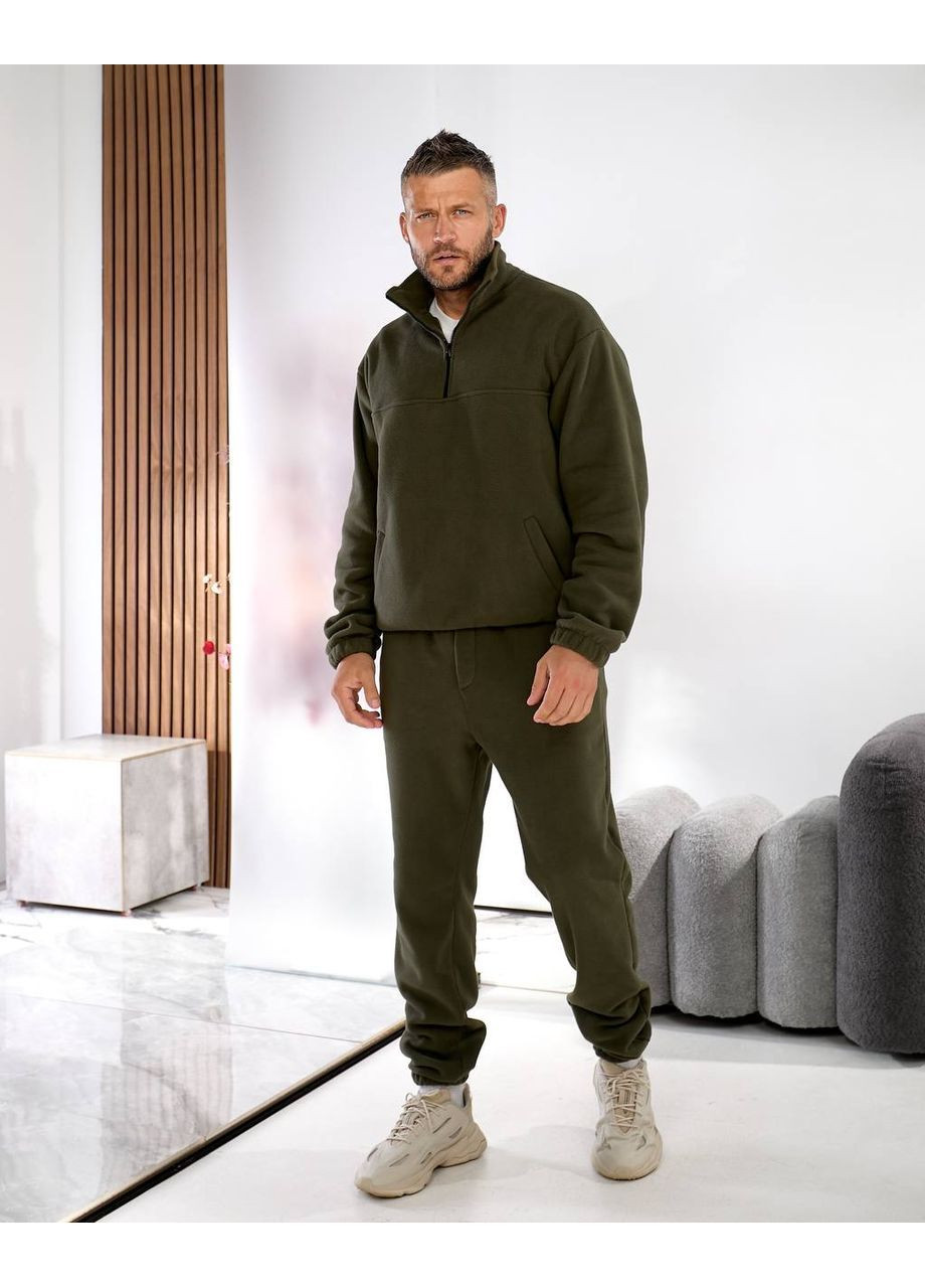 Оливковый (хаки) демисезонный мужской спортивный костюм брючный No Brand