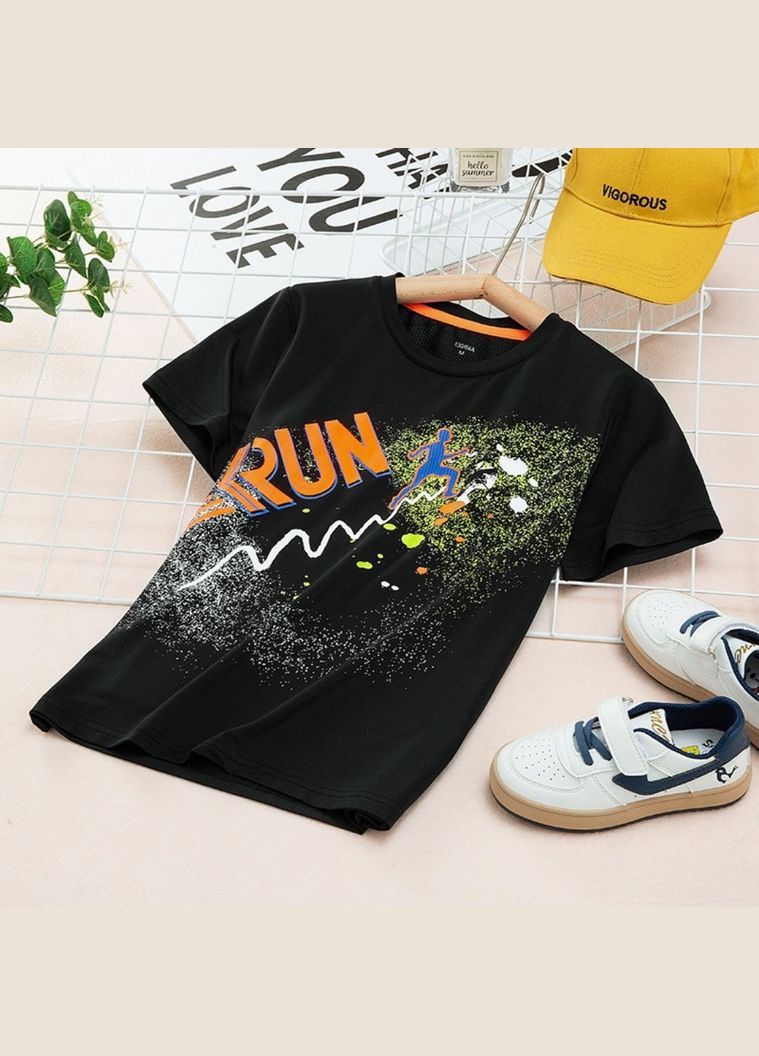 Черная демисезонная футболка детская run ( ) (34612) Qoopixie