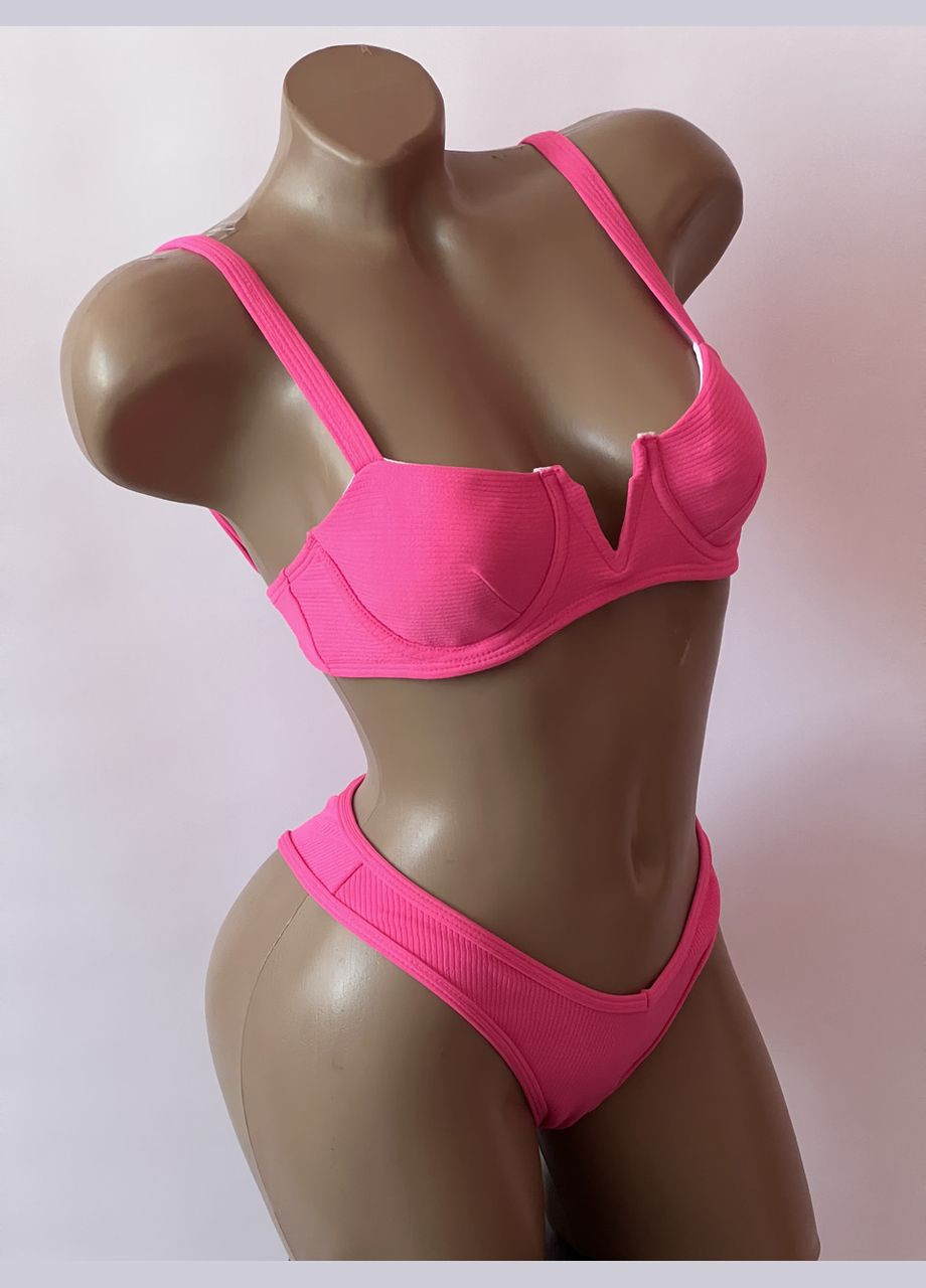 Рожевий демісезонний жіночий роздільний яскравий купальник (арт.6094) No Brand