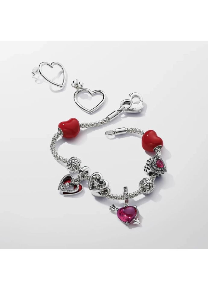 Срібні Сережки Пандора у формі серця кульчики 293077C00 Kabluchka (355346614)