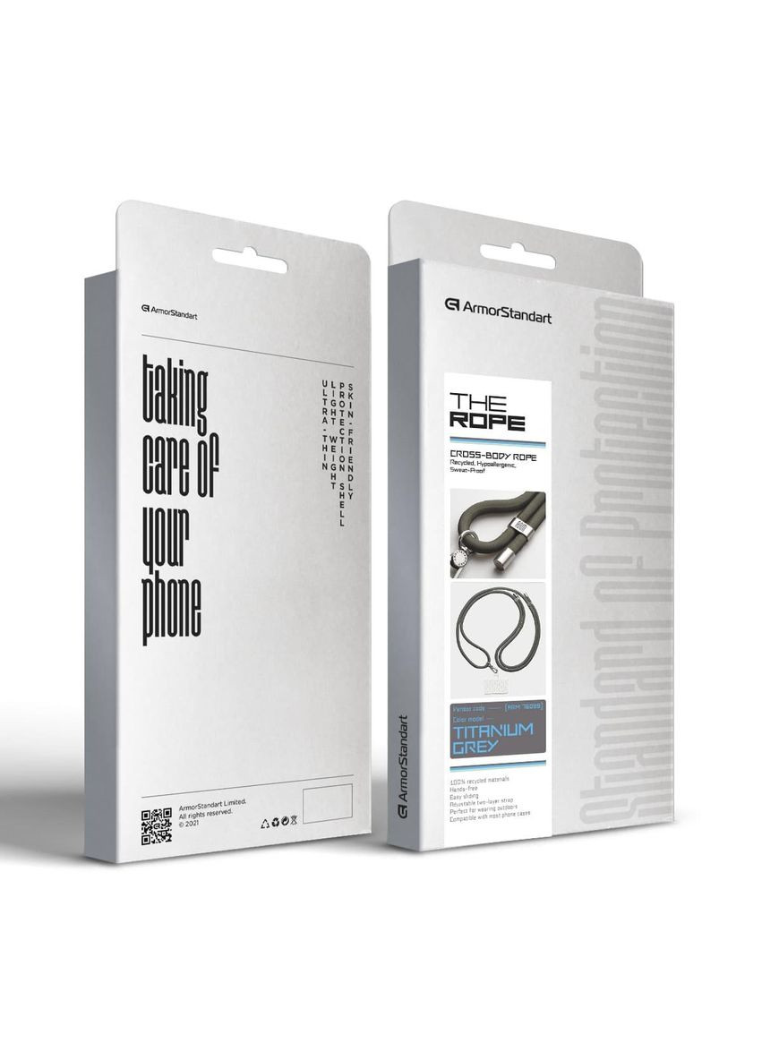Ремешок для смартфона Rope Titanium Grey with Clear holder (ARM76099) PTR ArmorStandart (327889484)