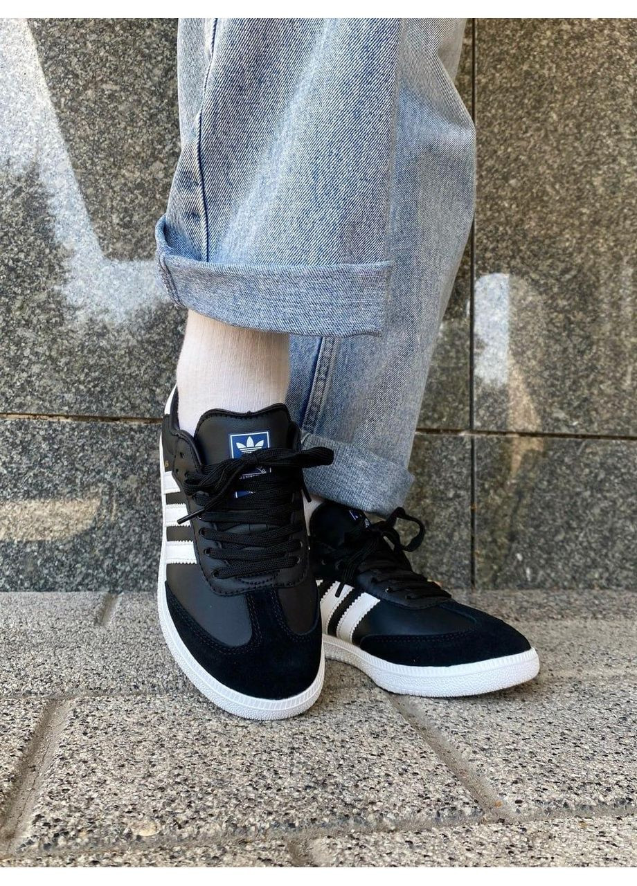 Чорні Осінні кросівки чоловічі adidas samba low black white адідас самба No Brand