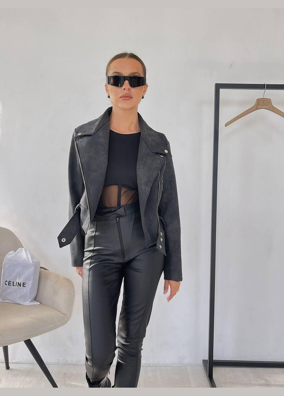 Графитовая демисезонная куртка косуха mini цвет графитовый косуха AL