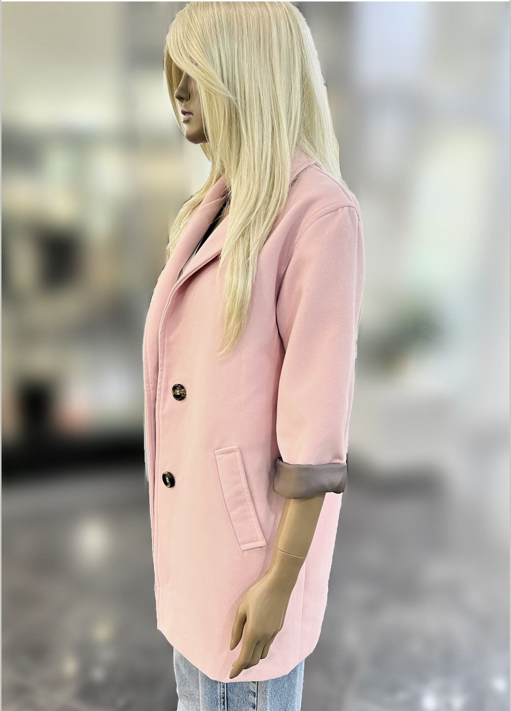 Пудрове демісезонне Шикарне пальто з органічної вовни. Якість люкс! оверсайз QUARTETTO