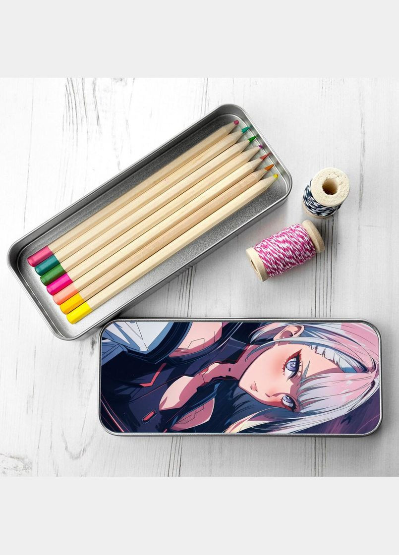 Органайзер для канцелярського приладдя металевий, кейс для дрібниць Кіберпанк #008 7*18 см Silver No Brand (309156386)