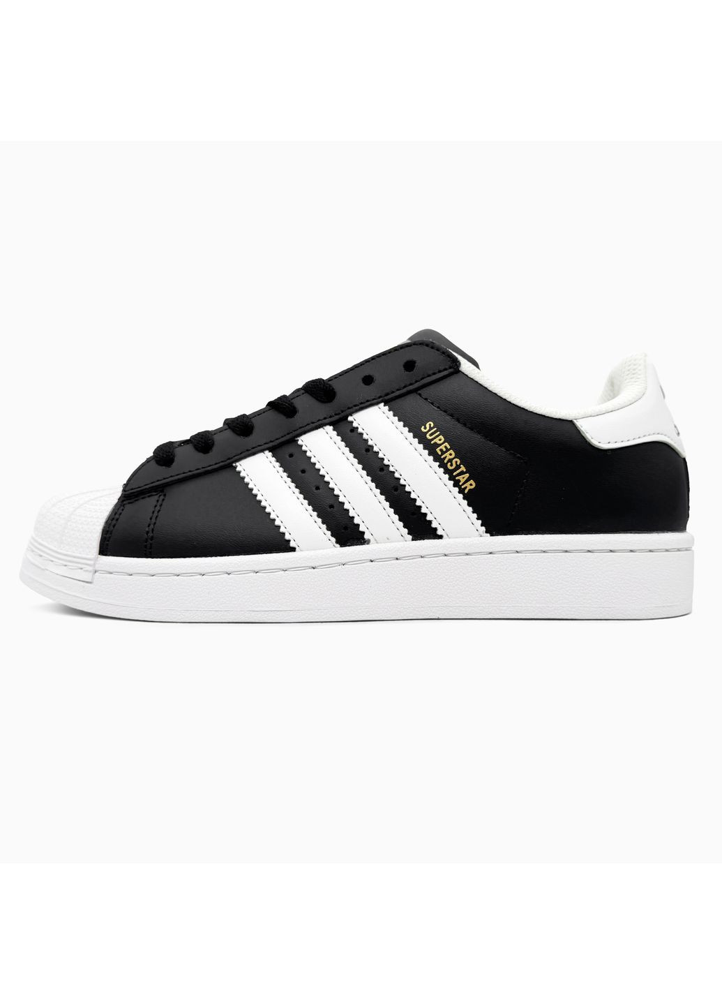 Кроссовки женские adidas Superstar Black White Gold logo | Адідас Суперстар чёрно-белые демисезоны (373642554)