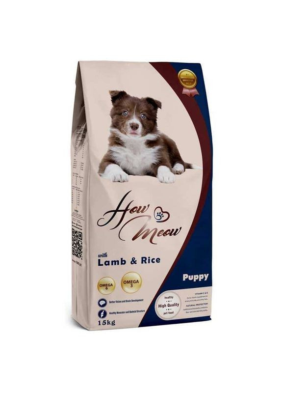 Puppy - Сухий повнораціонний корм з ягням та рисом для цуценят всіх порід 15 кг (8681692300115) How Meow (327434545)