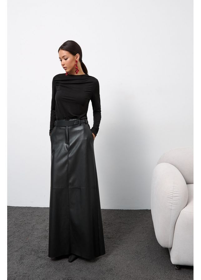 Лонгслів з драпіруванням 3027 Чорний Triko Bakh (368651028)