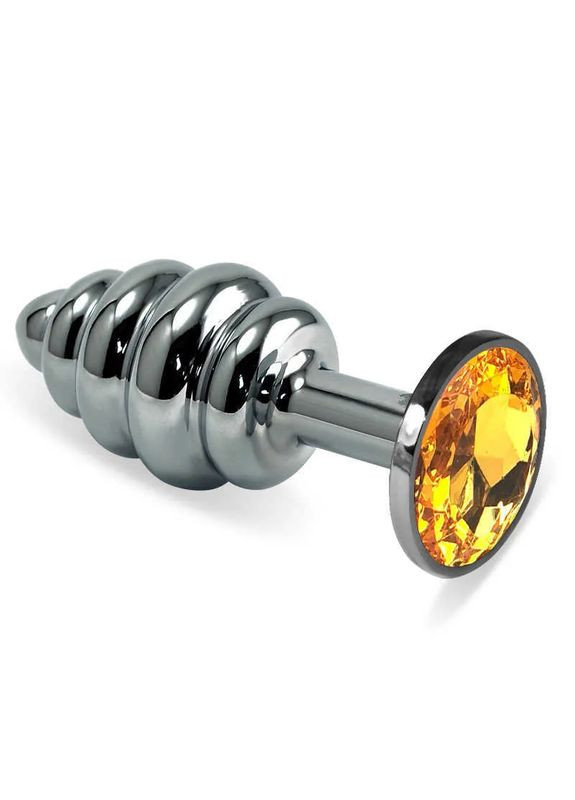 Анальная пробка из нержавеющей стали с кристаллом ACNP-301 83*34 мм RUNYU Оранжевый No Brand (338624638)