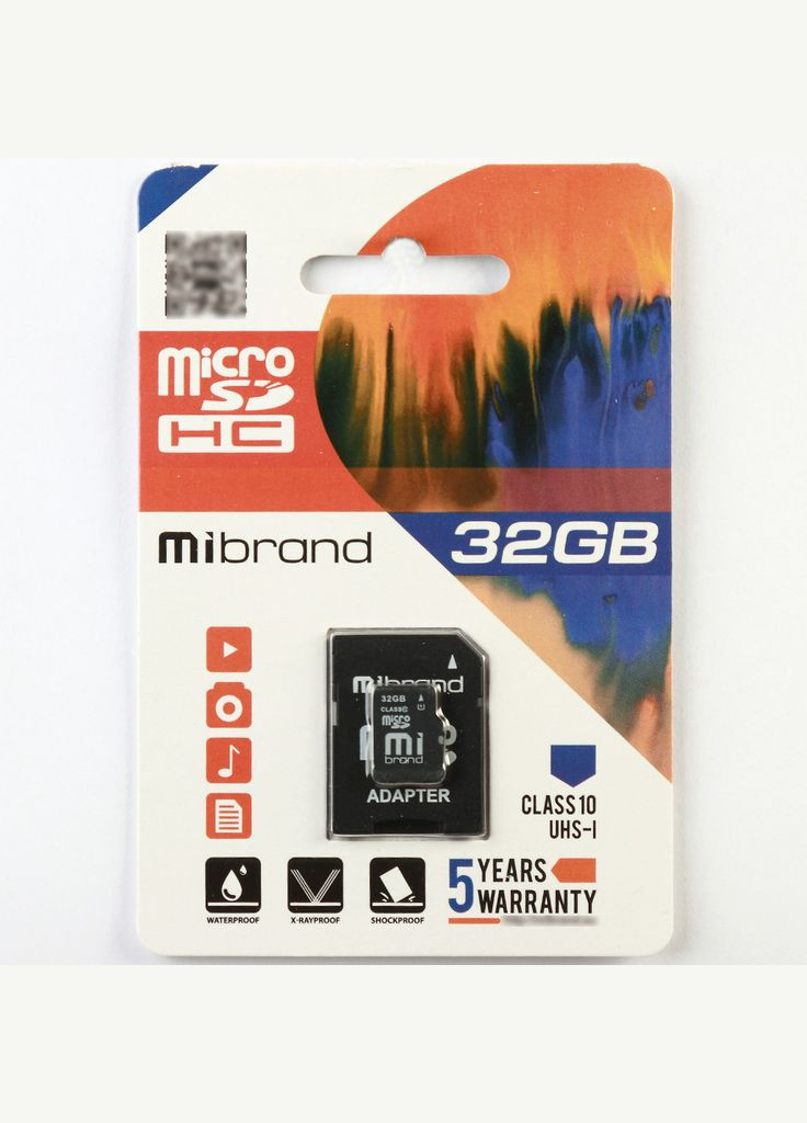 Карта памяти microSDHC 32GB Class 10 UHSI +SD-адаптер Mibrand (293346201)