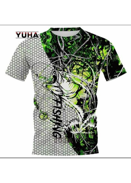 Комбінована футболка для риболовлі з принтом риб(щука) KT.MOSS Футболка