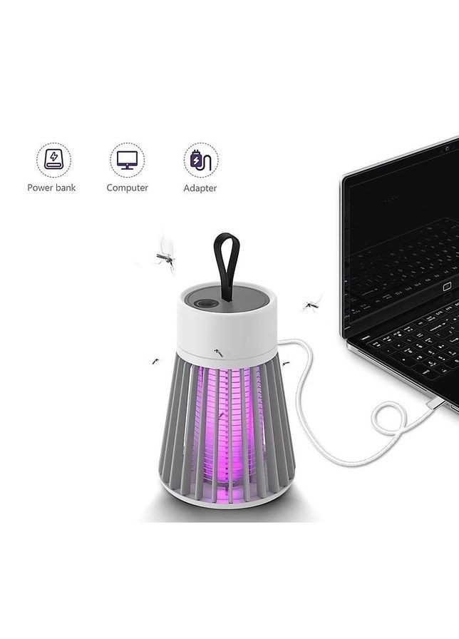 Пастка-лампа від комах Mosquito killing Lamp YG-002 акумуляторна з LED підсвічуванням та USB-зарядкою Сіра No Brand (282963440)
