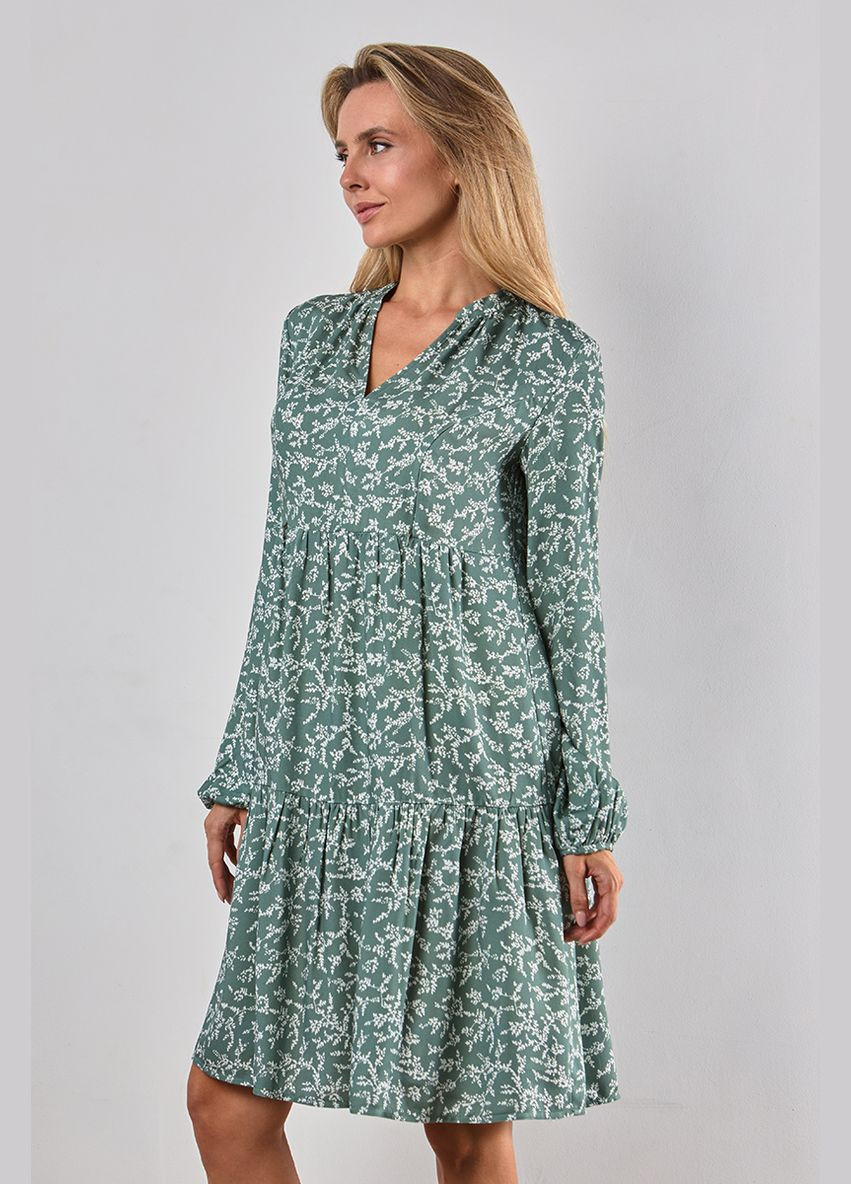 Оливкова оливкова сукня для вагітних та годуючих з секретом годування Юла мама з квітковим принтом