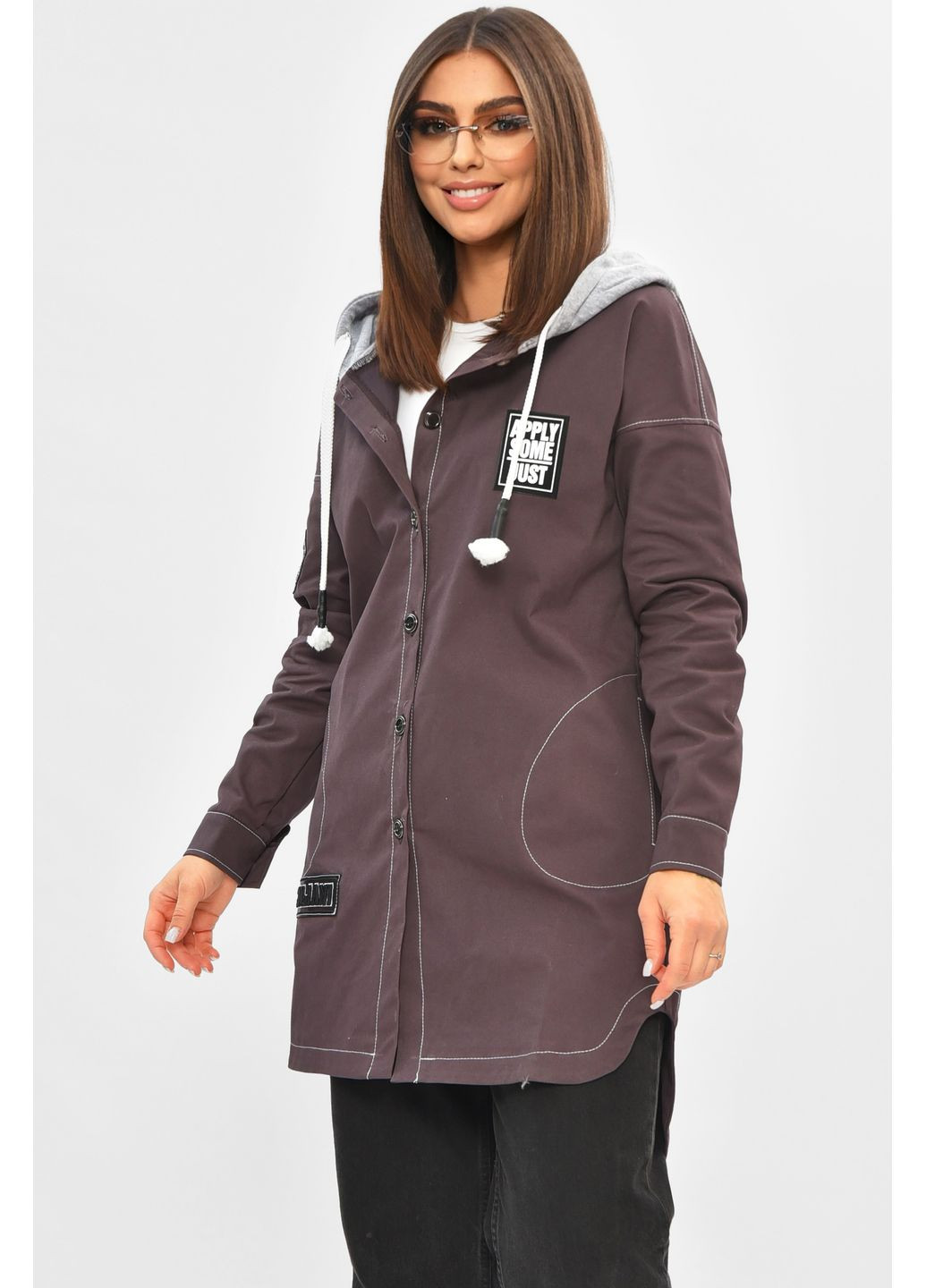 Бордова демісезонна вітровка жіноча однотонна темно-бордового кольору Let's Shop