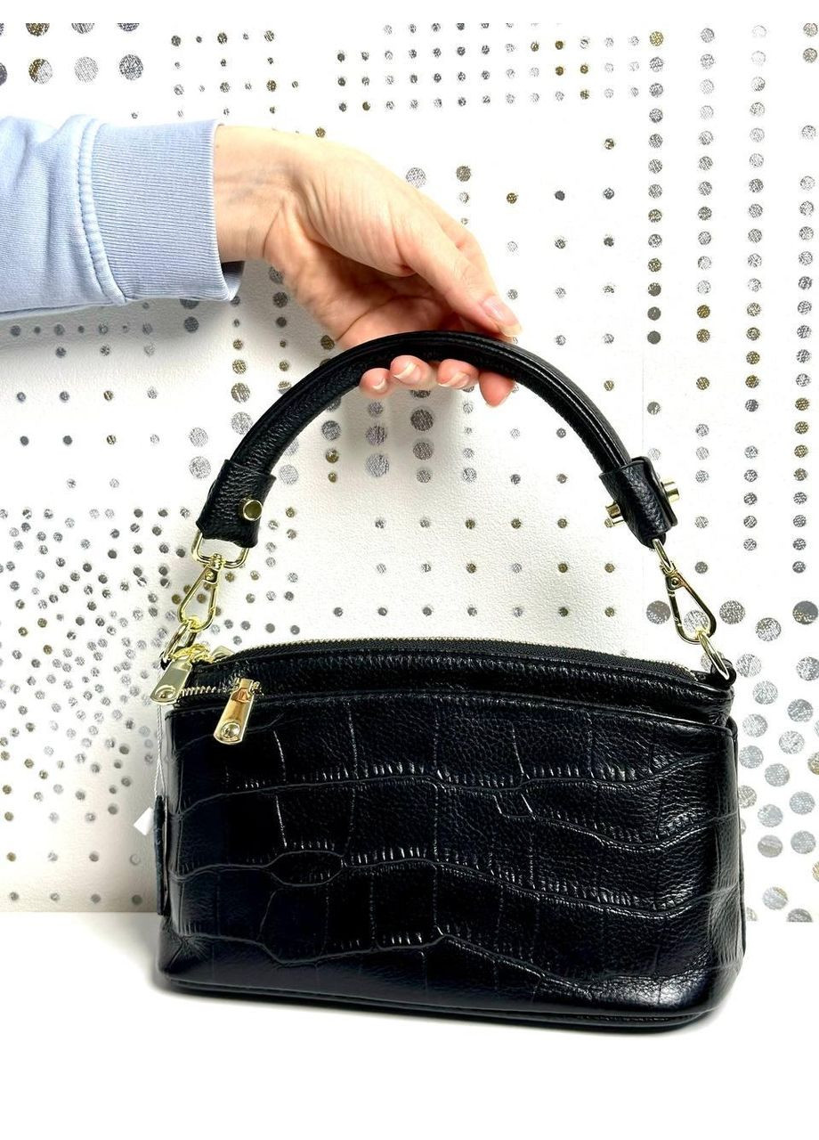 Сумка шкіряна жіноча функціональна чорна NIUNIU (322767697)