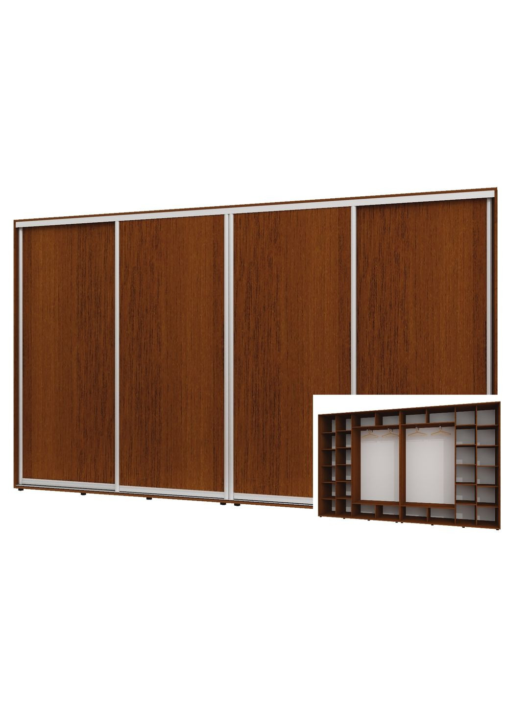 Шкаф-купе четырехдверный 390*45*240 см Орех лесной 4 двери ДСП ШК-02 Алекса (360457940)