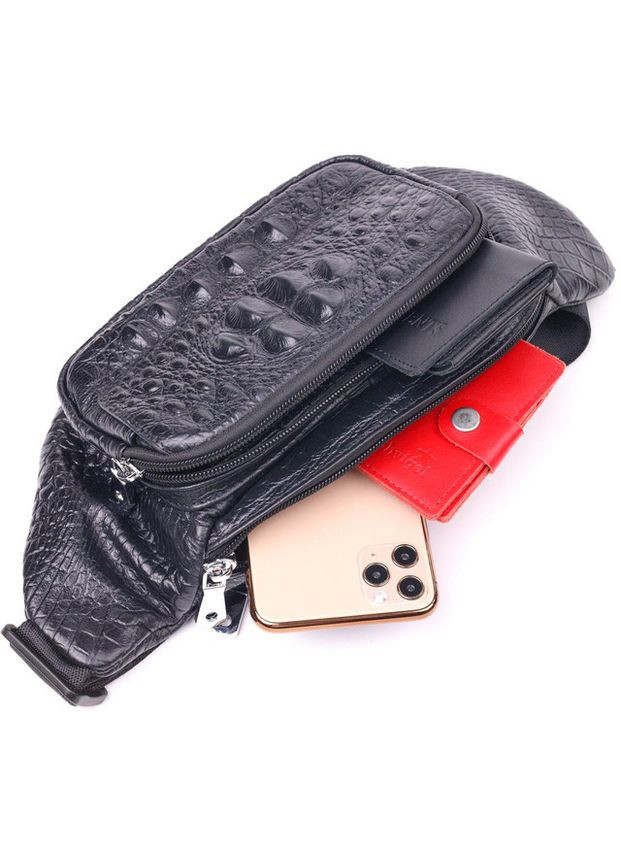 Сумка на пояс через плечо мужская кожаная средняя Черный 35114 Vintage (333299978)