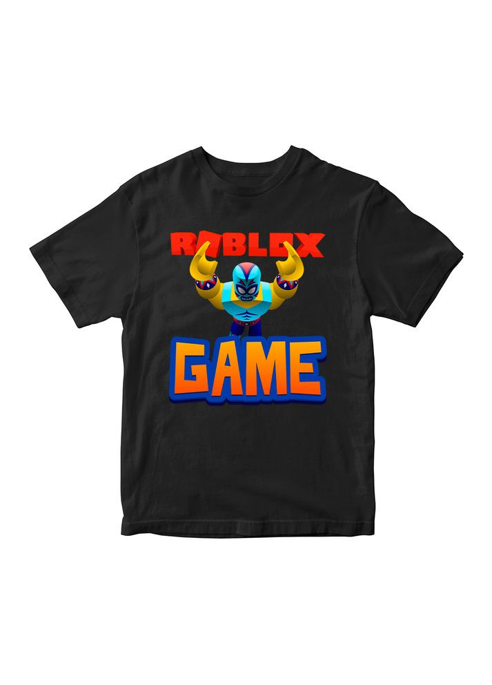 Чорна демісезонна футболка чорна з оригінальним принтом онлан гри roblox "game. гра. roblox. роблокс" Кавун футболка