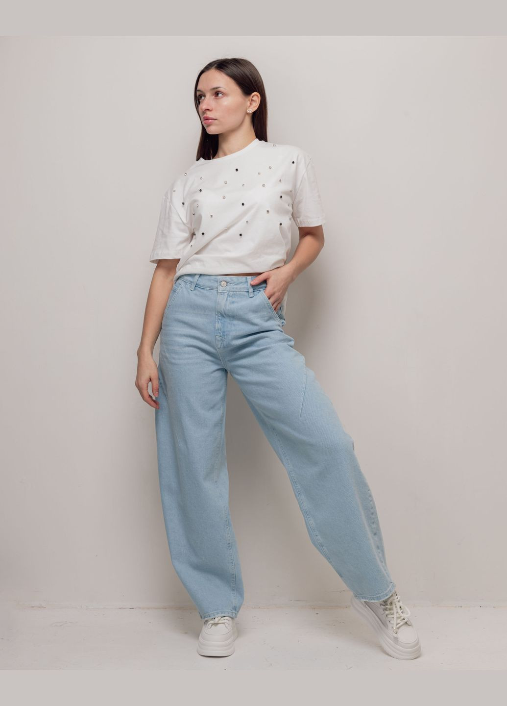 Джинсы женские голубые Zeo Basic - (322765360)