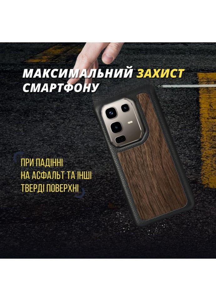 Шкіряна накладка WoodBacker для Infinix Note 50 Pro 4G Чорний (79747) Stenk (362376439)