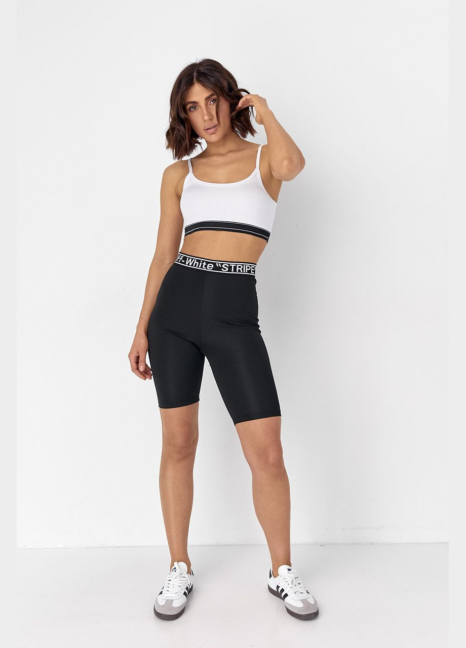 Жіночий костюм із велосипедними шортами та топом - чорний Lurex (293292904)