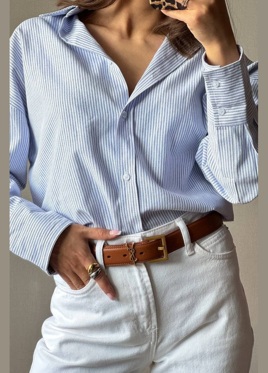 Ремень кожаный Yves Saint Laurent Cassandre Belt Коричневый No Brand (330134529)