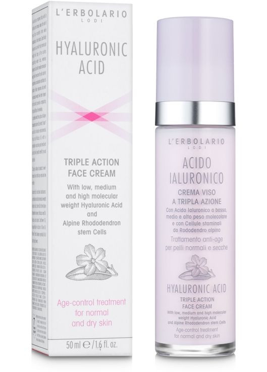 Крем с гиалуроновой кислотой для нормальной и сухой кожи лица. L'erbolario (368618183)