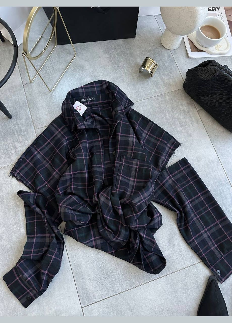 Черная рубашка в клетку No Brand