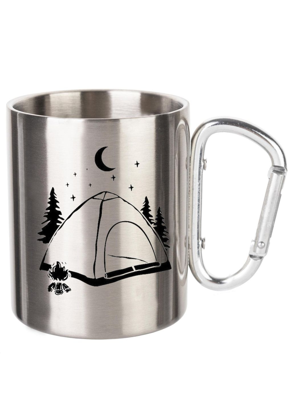 Кружка металлическая с карабином (silver) туристическая 300 мл #0008 silver No Brand (316119175)