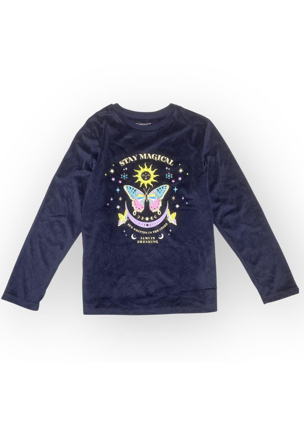 Кофта реглан велюровая детская на девочку, синяя Primark (333334368)