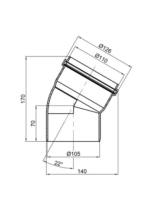 Колено канализационное PPR 110, 22° TASEBPP22110 TA Sewage SD00034414 (385687208)