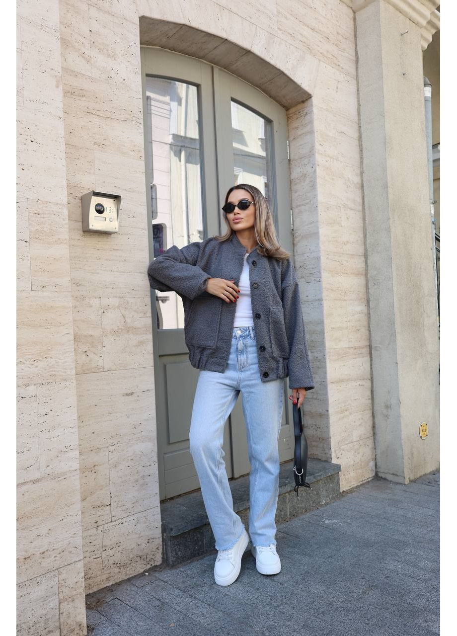 Женский бомбер оверсайз с баранкой Україна на пуговицах (360548504)