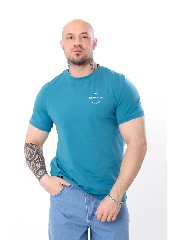 Блакитна футболка чоловіча (p-3845) з коротким рукавом Носи своє