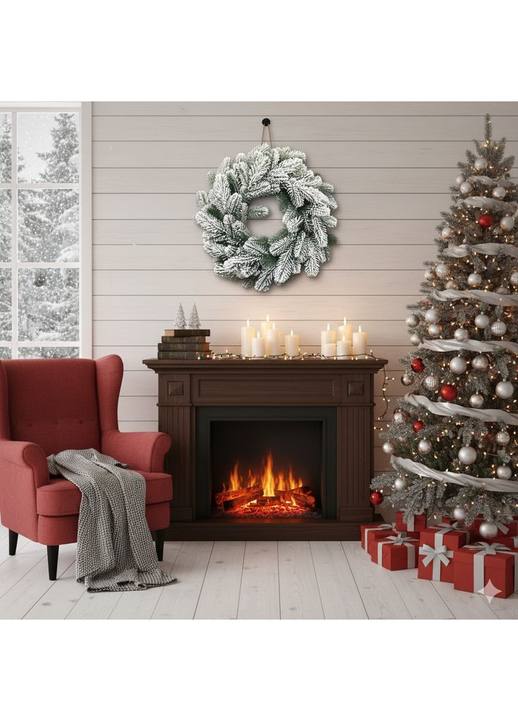 Вінок новорічний різдвяний Lux з литої хвої d-40 см Засніжений від LOFTerno No Brand (370161624)