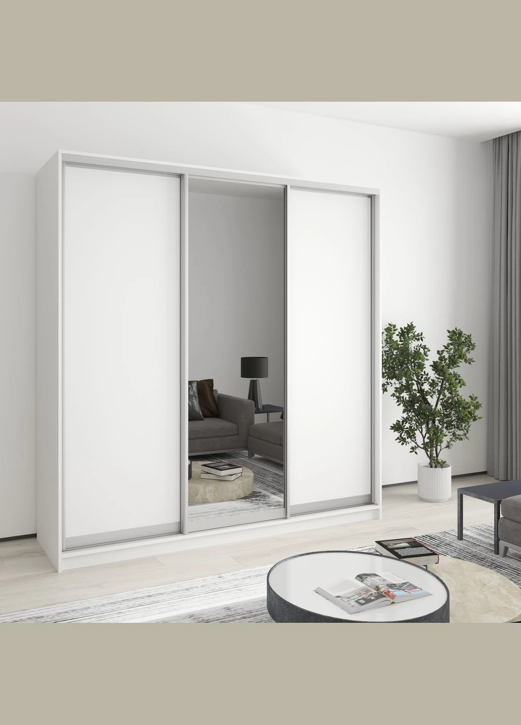 Шкаф-купе трехдверный Стандарт AL 2ДСП/Зеркало 200x60x210 см (MBS-2898) MebelStar (362373737)