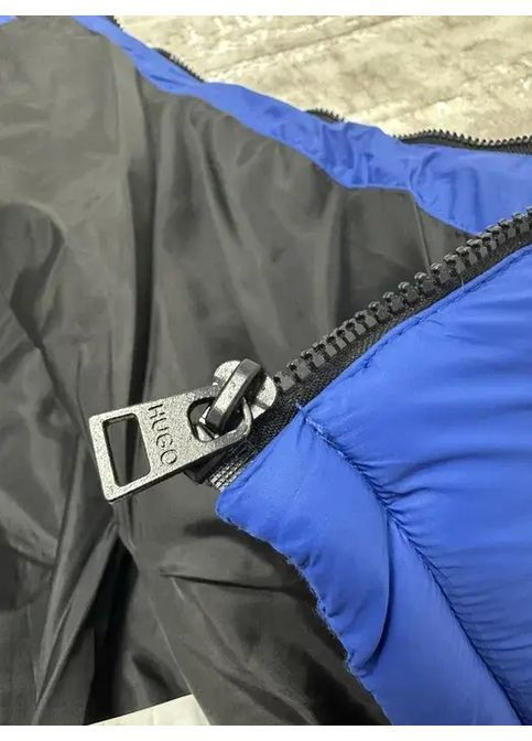 Синяя зимняя зимняя куртка микропуховик big logo новый теплый мужской casual хюго босс 1:1 No Brand