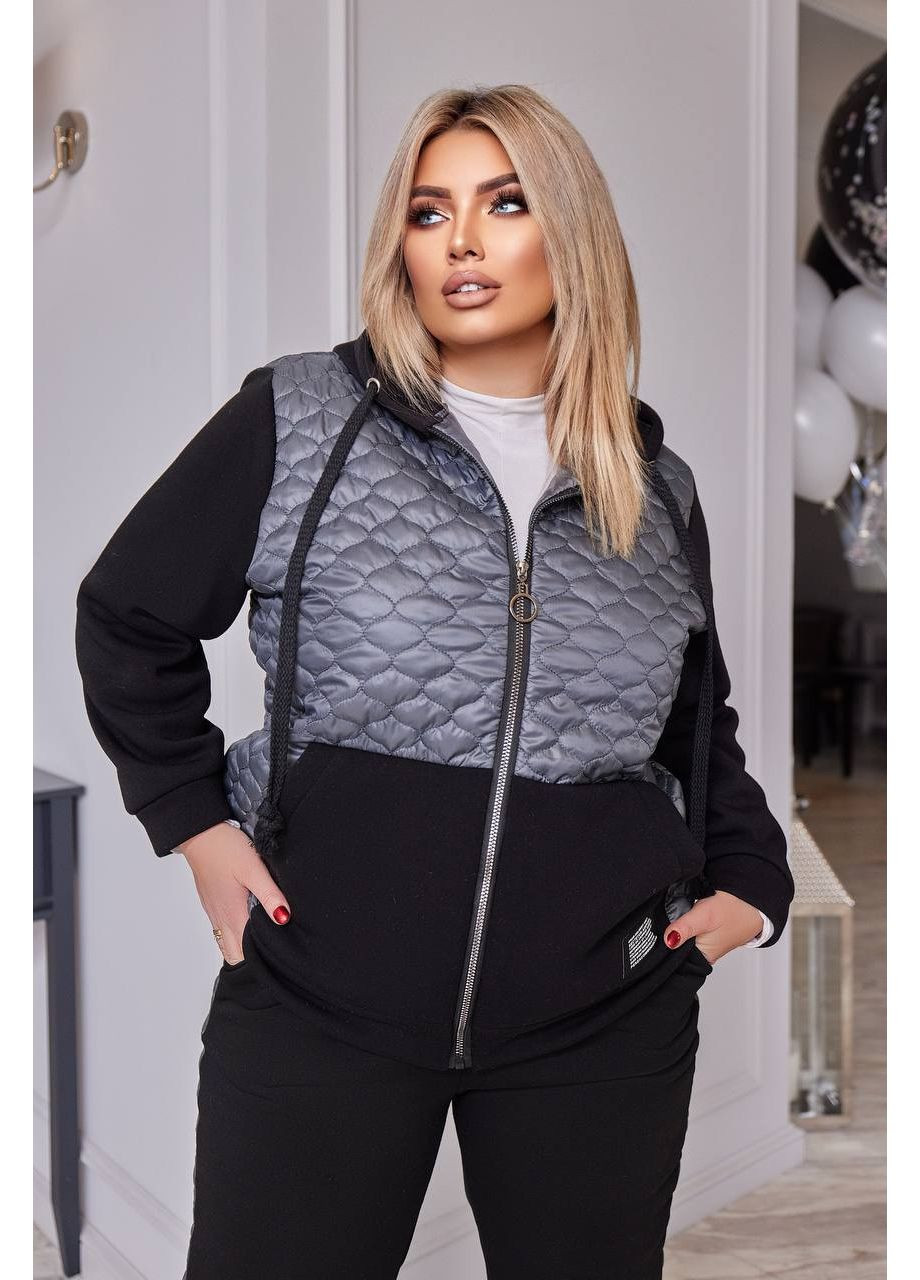 Костюм теплий тринитка на флісі +стьобана плащівка,штани та кофта з капюшоном Україна (361648526)