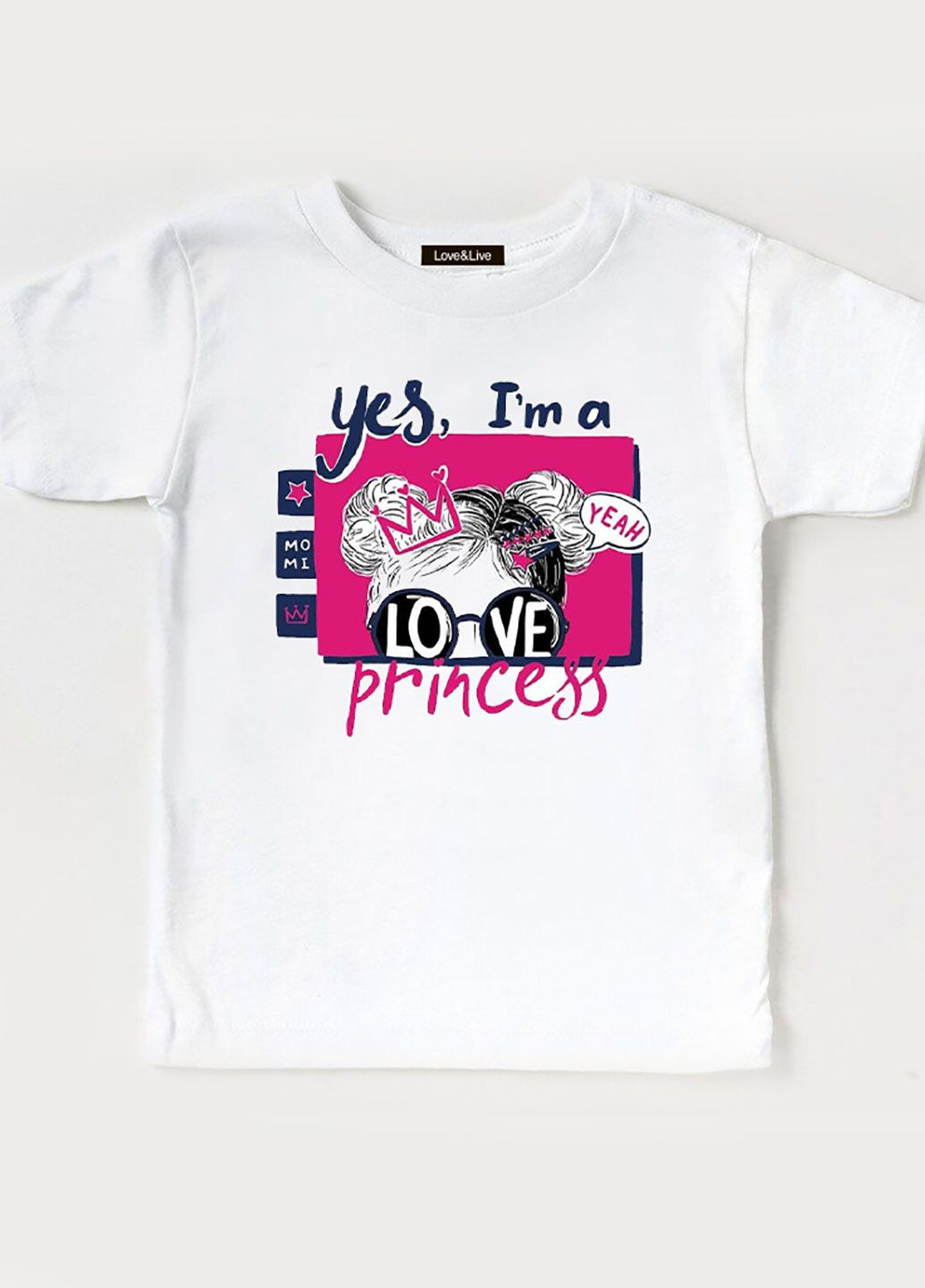 Белая демисезонная футболка детская белая для девочки fashionable little princess Love&Live