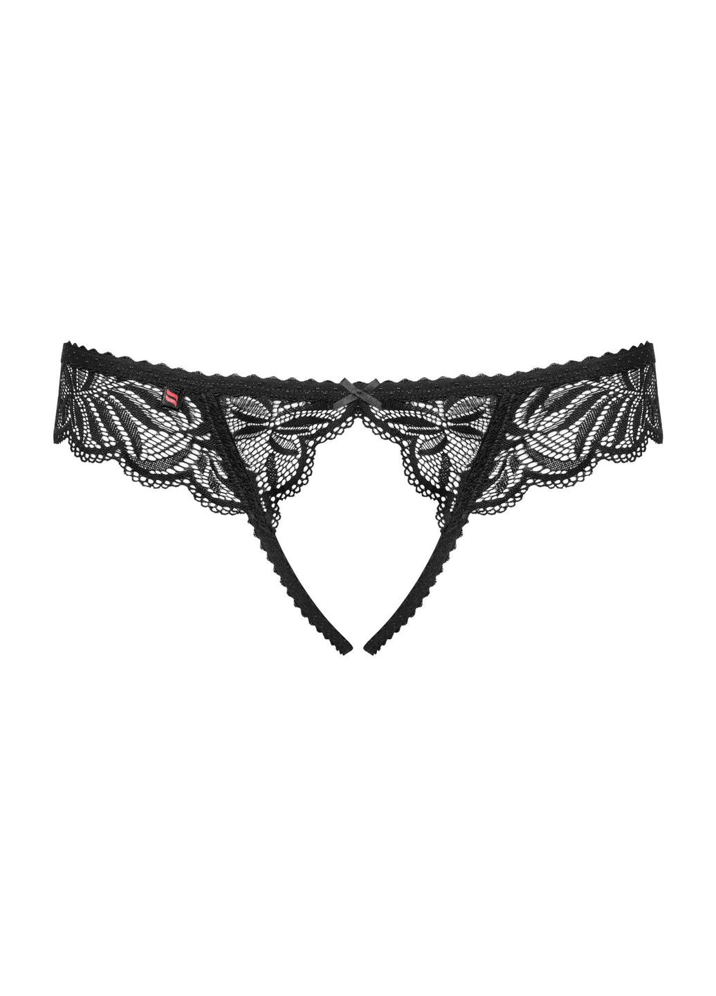 Кружевные танга с доступом Contica crothchles thong черные - CherryLove Obsessive (282958965)
