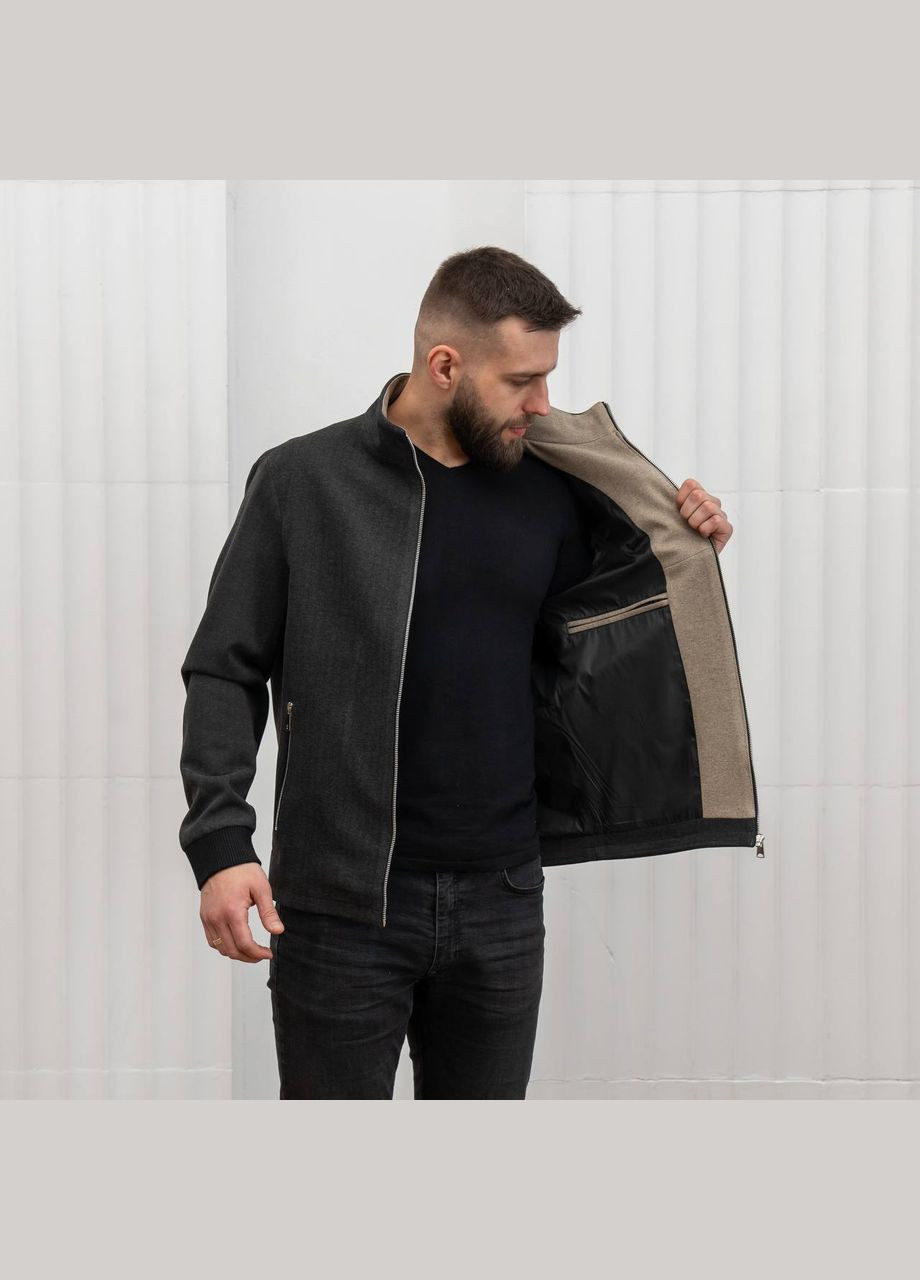 Темно-сіра демісезонна чоловіча куртка-пальто великого розміру SK