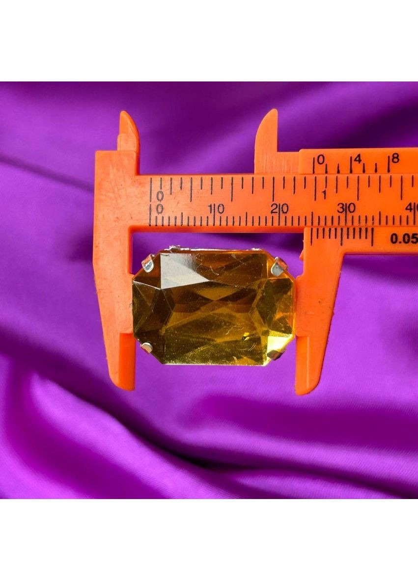 Стрази в цапах пришивні, прямокутні 18х25 мм - жовтий Plus-plus (352747220)